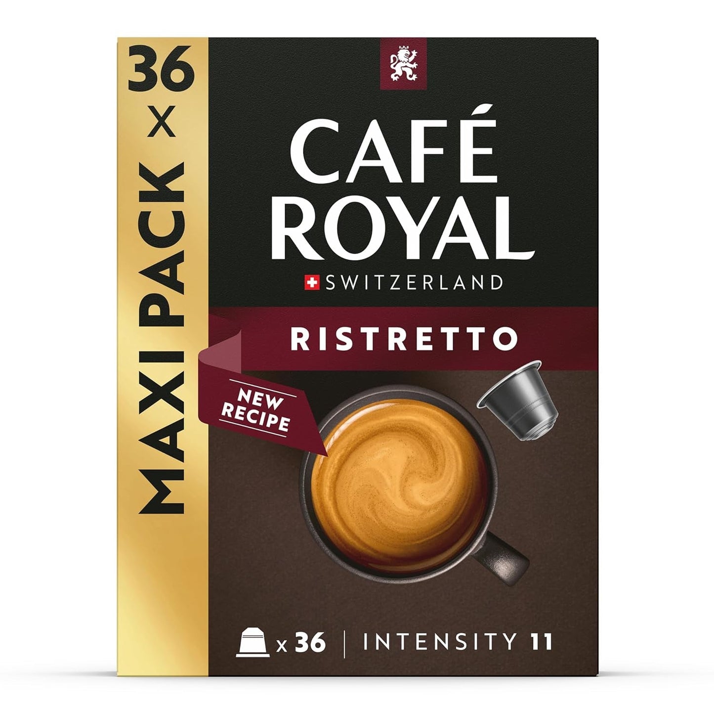 Café Royal Ristretto – Capsule di caffè compatibili Nespresso®, 100% Arabica, intenso, tostatura scura, intensità 11/12, Rainforest Alliance, 36 capsule