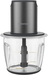 Grundig Delisia Novus CH 7140 Professioneller Multi-Zerkleinerer, 500 Watt, 4 Edelstahlmesser Mit Zirkonium-Beschichtung, 1L Glass Behälter, 2 Stufen, Anti-Slip-Unterlage, Dark Inox/Schwarz Kitchen Naty Shop