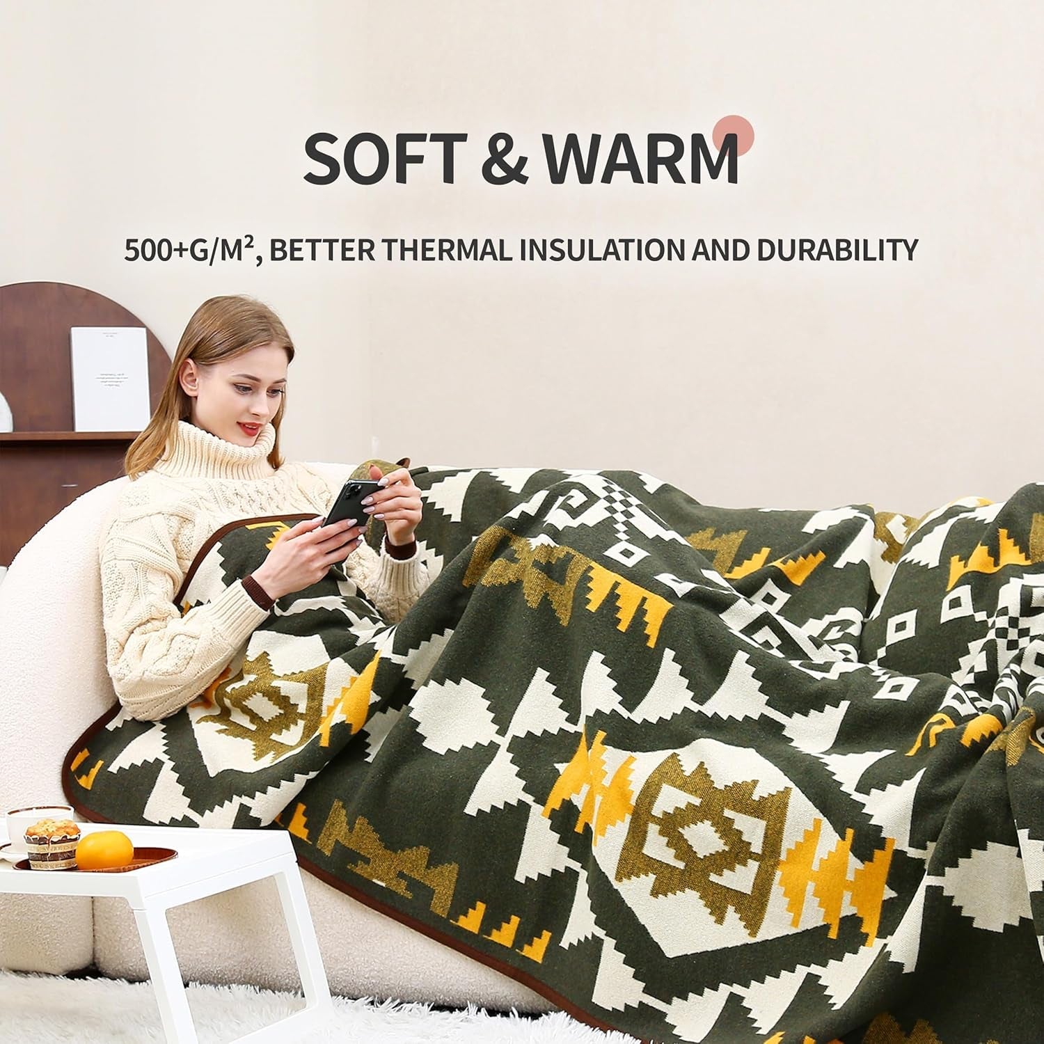 ACUSHLA 200,7X160 Cm, 1,7 Kg, coperta, coperta di lana, calda coperta da viaggio, coperta a maglia, decorativa, coperte per divano, sedia, divano, letto, soggiorno, campeggio, adatta a tutte le stagioni Ww203 Letti e coperte Besuche den ACUSHLA-Store