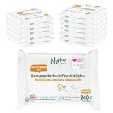 Salviette per neonati Naty | 100% privo di erbe e profumi per pelli sensibili | Salviette compostabili senza plastica e certificate con acqua purificata al 98% | 672 salviette (12 confezioni)