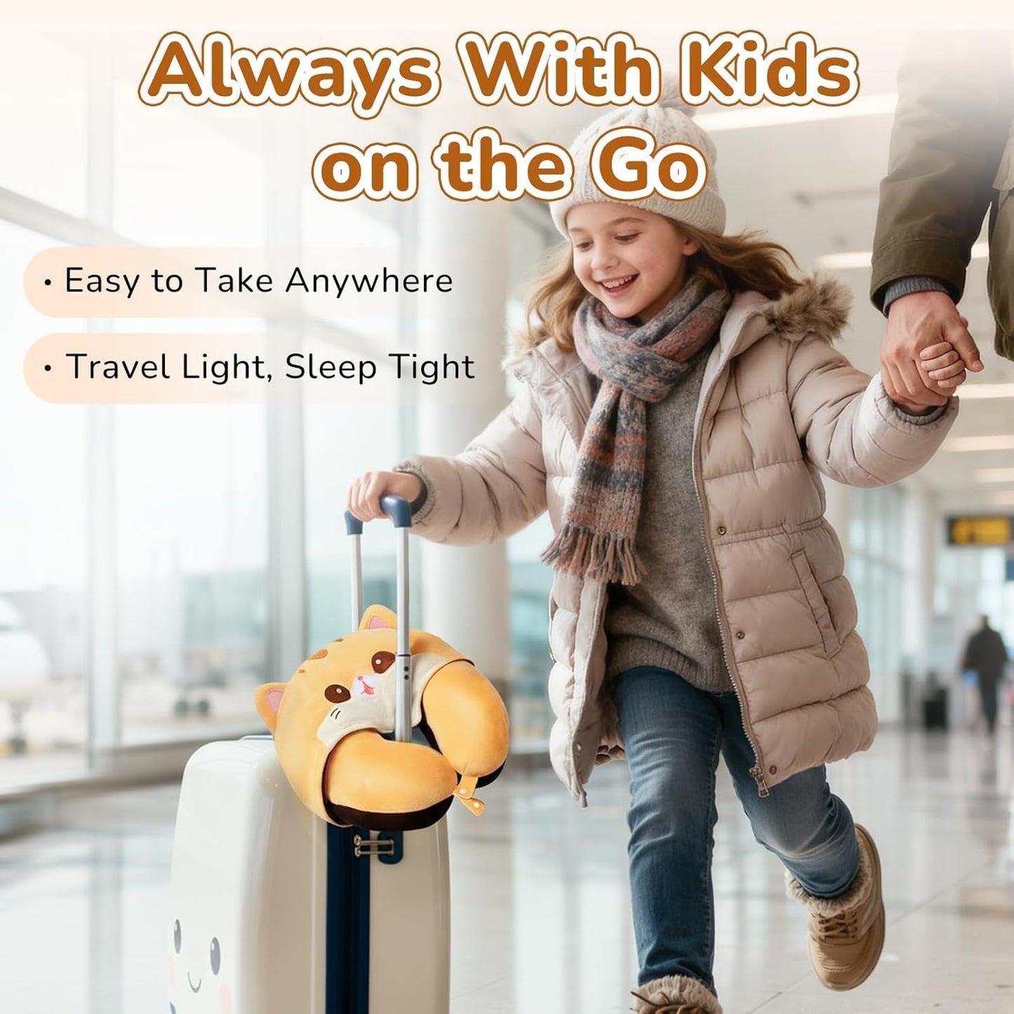 Cuscino da viaggio Mewaii, Cuscino bifacciale per adulti, Cuscino per collo in memory foam per aereo, Cuscino da volo reversibile con cappuccio per gatti, Cinghia regolabile