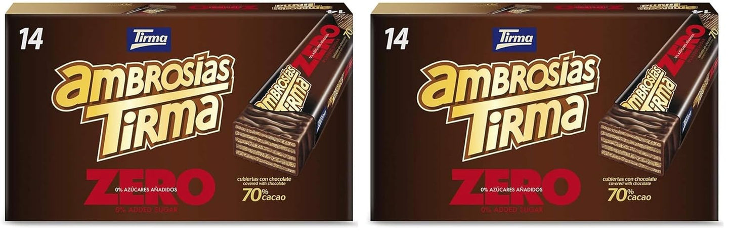 Cialde al cioccolato fondente Tirma 70% cacao | Senza zuccheri aggiunti | Adatto per diete cheto | Basso contenuto di carboidrati | Per diabetici Confezione multipla di wafer al cioccolato | 3 pezzi | 64,5 g
