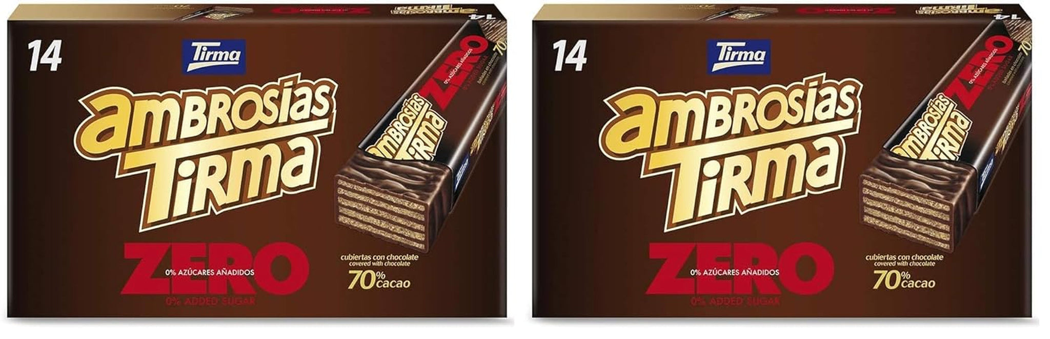Cialde al cioccolato fondente Tirma 70% cacao | Senza zuccheri aggiunti | Adatto per diete cheto | Basso contenuto di carboidrati | Per diabetici Confezione multipla di wafer al cioccolato | 3 pezzi | 64,5 g