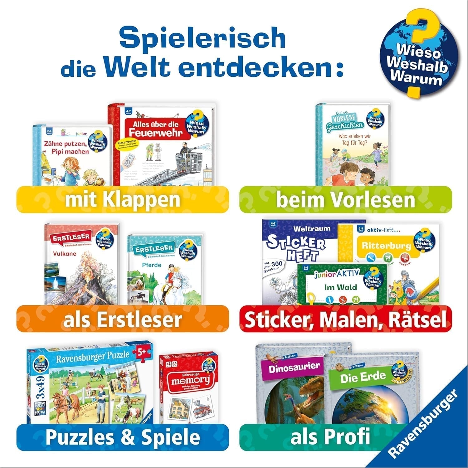Puzzle per bambini Ravensburger 13411 - Creature marine sulla barriera corallina - Perché? Perché? Perché? Puzzle 150 pezzi XXL + poster della conoscenza, per bambini dai 7 anni Puzzle Naty Shop