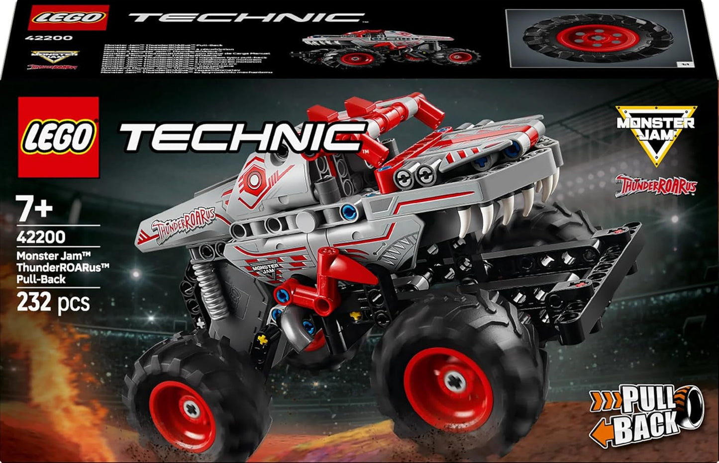 LEGO Technic Monster Jam Thunderroarus Giocattolo retrattile Monster Truck Giocattolo da costruzione per bambini Regalo per ragazzi e ragazze dai 7 anni in su 42200 Set da costruzione Besuche den LEGO-Store