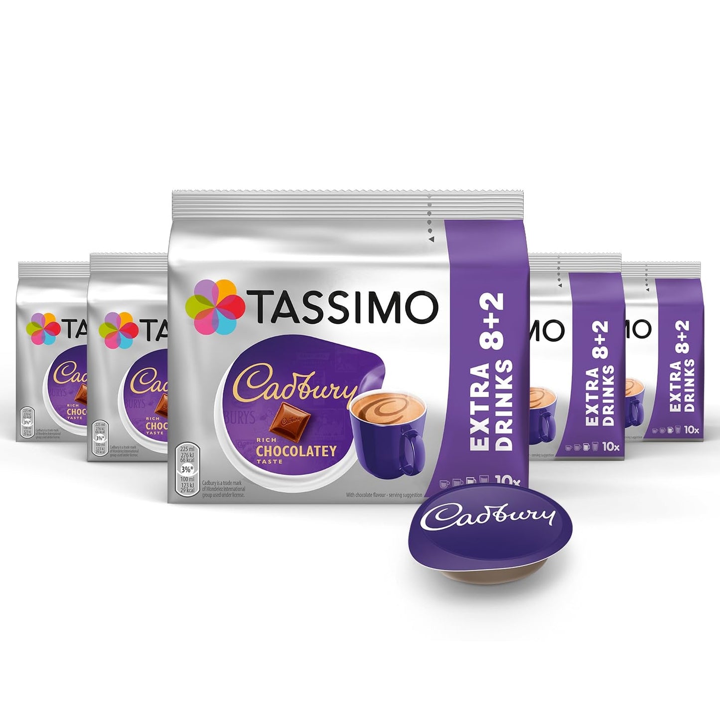 Tassimo Kapseln Cadbury Kakao, 5 x 10 blocchetti, 50 Kakaokapseln