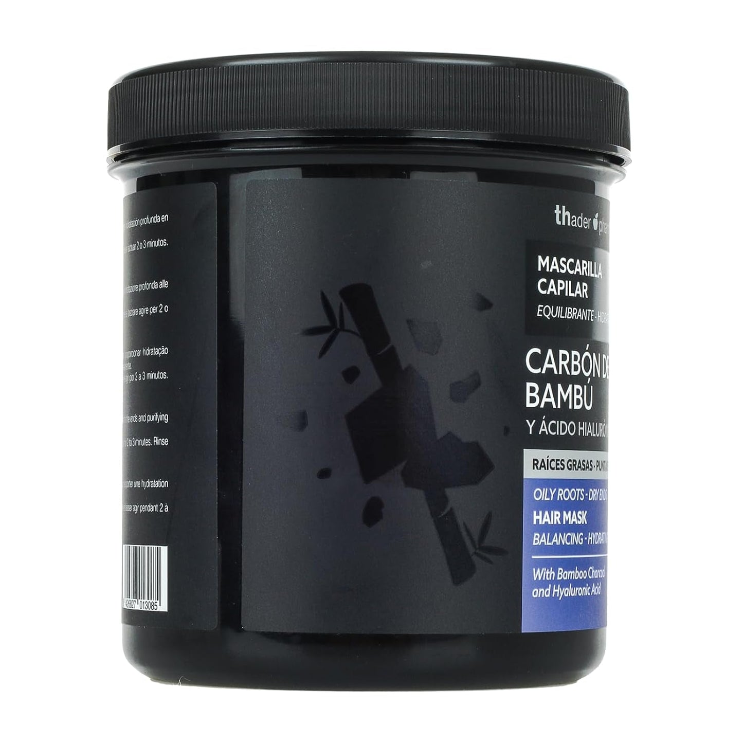 Thader Pharma Maschera Riequilibrante per Capelli con Carbone di Bambù e Acido Ialuronico - Ideale per radici grasse e punte secche, 700 ml Naty Shop Hair Mask
