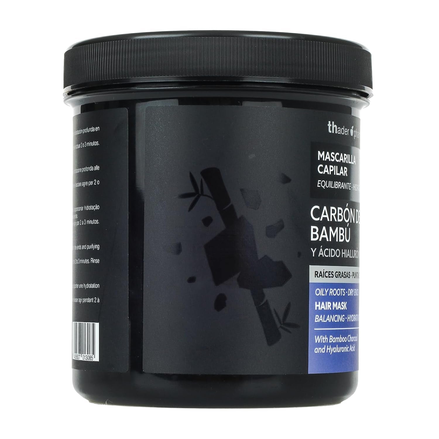 Thader Pharma Maschera Riequilibrante per Capelli con Carbone di Bambù e Acido Ialuronico - Ideale per radici grasse e punte secche, 700 ml Naty Shop Hair Mask