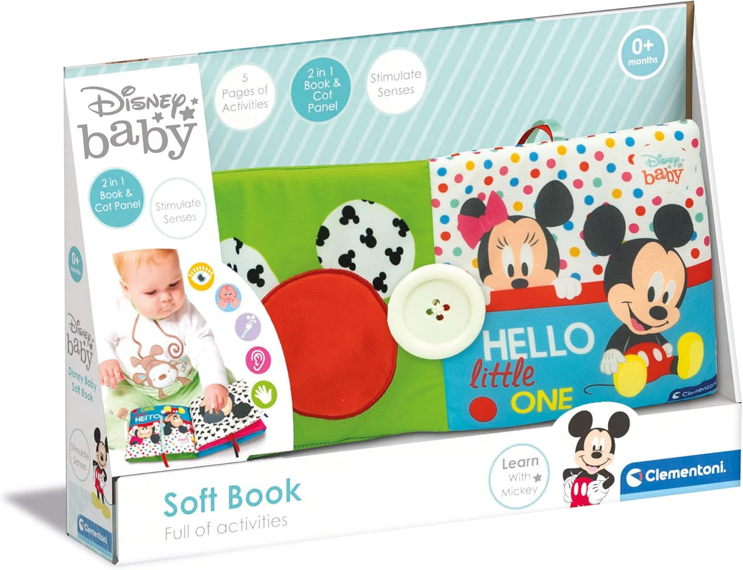 Clementoni 17721 Disney Baby - Libro in stoffa, versatile giocattolo da viaggio per bambini, libro illustrato crepitante e cigolante per neonati a partire da 0 mesi Giocattoli per bambini Naty Shop