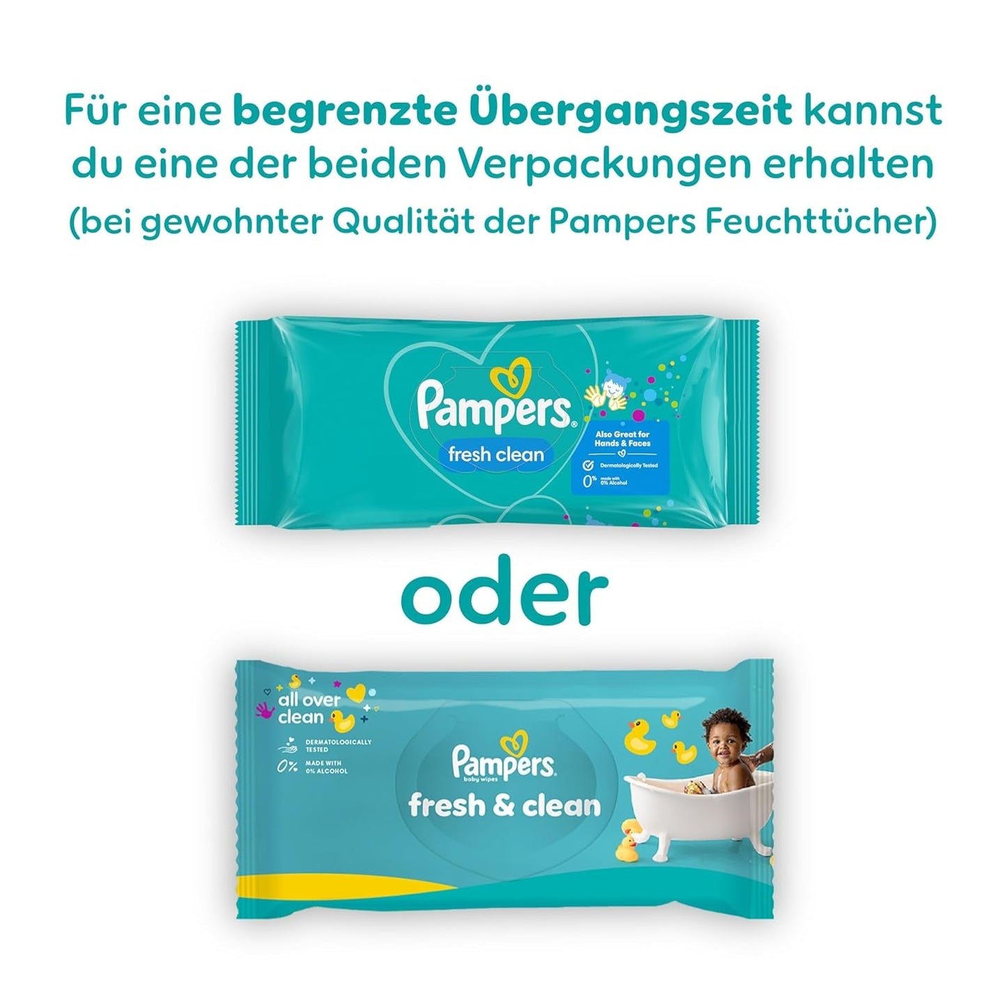 Salviettine umidificate Pampers Fresh Clean, 15 confezioni da 80 salviette, 1200 salviette totali, profumo leggero, adatte anche per mani e viso
