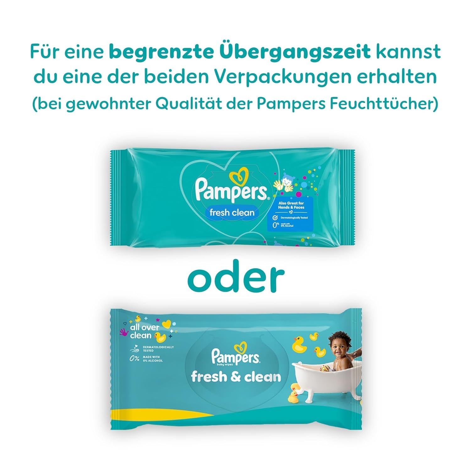 Salviettine umidificate Pampers Fresh Clean, 15 confezioni da 80 salviette, 1200 salviette totali, profumo leggero, adatte anche per mani e viso