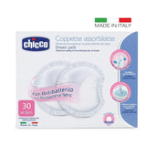 Coppette assorbilatte Chicco Acterielle Natural Feeling, 30 pezzi Accessori Alimentazione e Allattamento Bebe Naty Shop