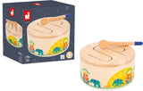 Janod - Gioia Drum - Tamburo in legno + tamburo FSC - Giochi di ruolo e prima educazione musicale - Acquerello - Dai 18 mesi, J07650 Bebe Toys Naty Shop