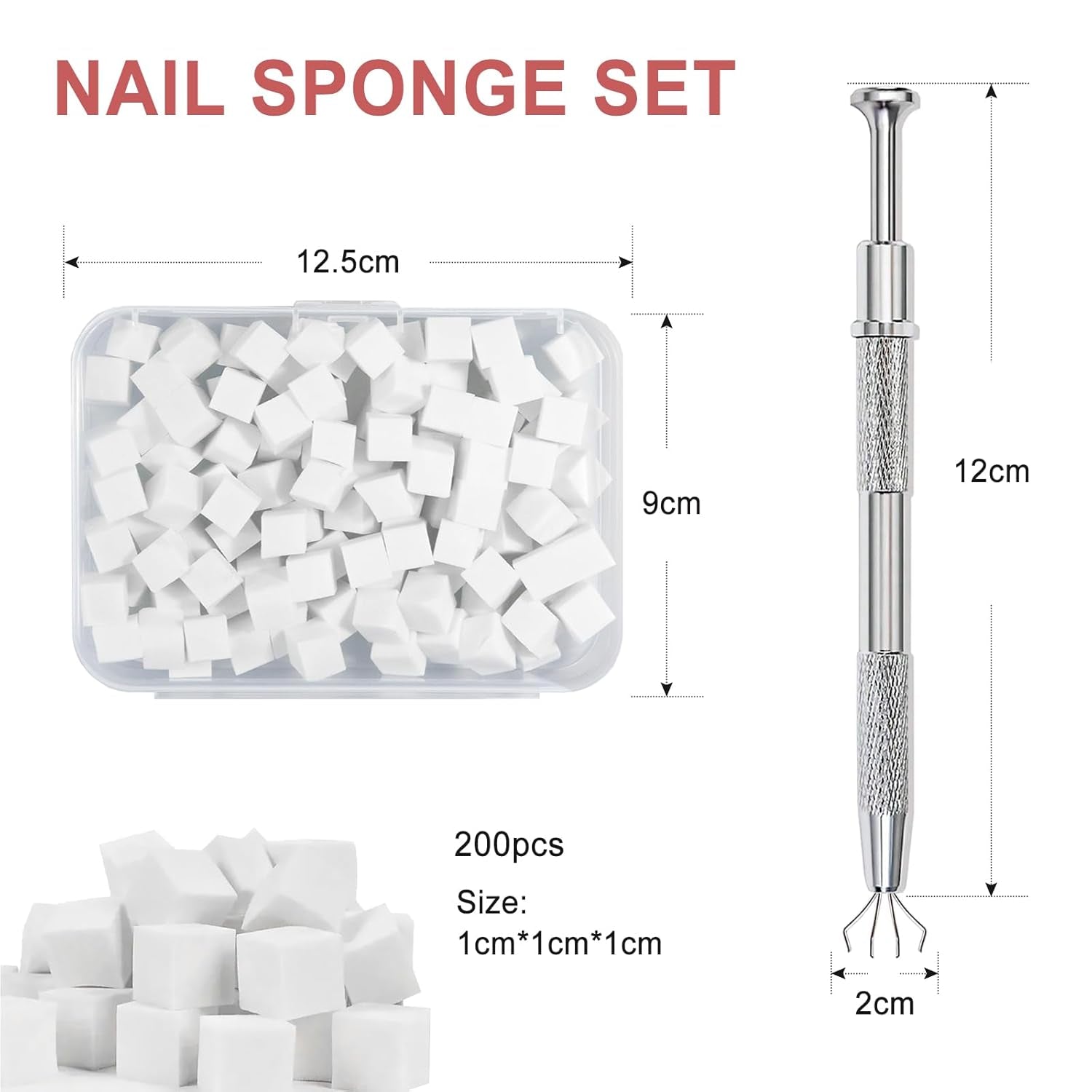 Qufiiry 200 Pezzi Nail Art Schwämme Con Metallo Greifer, Nagelkunst Schwammpinsel, Maniküre Zubehör Für Nägel, Um Eine Varavländ Von Gradient Nail Art Patterns To Create (Bianco)