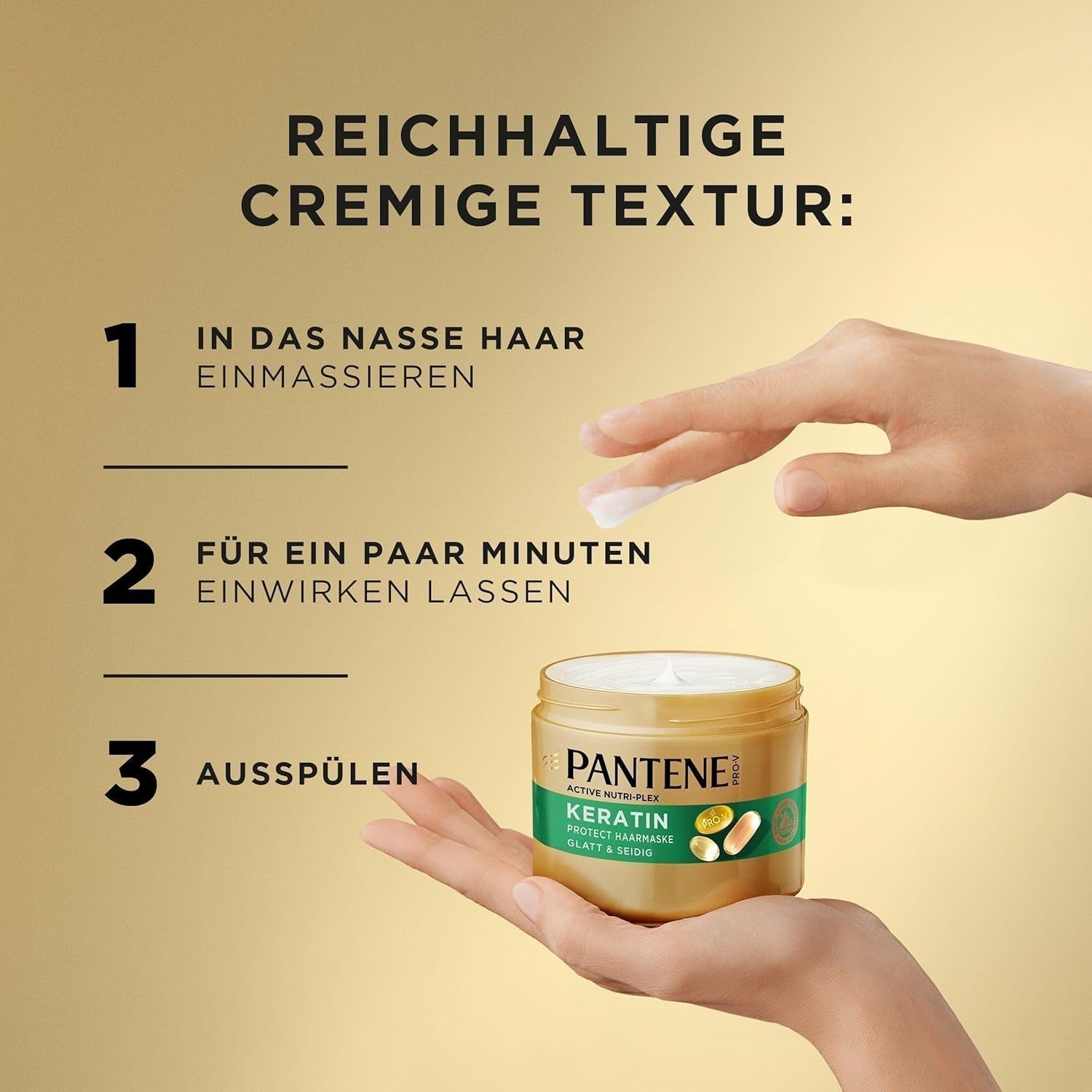 Pantene Pro-V Smooth & Silky Keratin Protect Hair Mask 500ml per capelli ricci e secchi, Fino a 72 ore di capelli lisci e lucenti in una singola applicazione, Con formula Pro-V e maschera per capelli Active Nutri-Plex Naty Shop