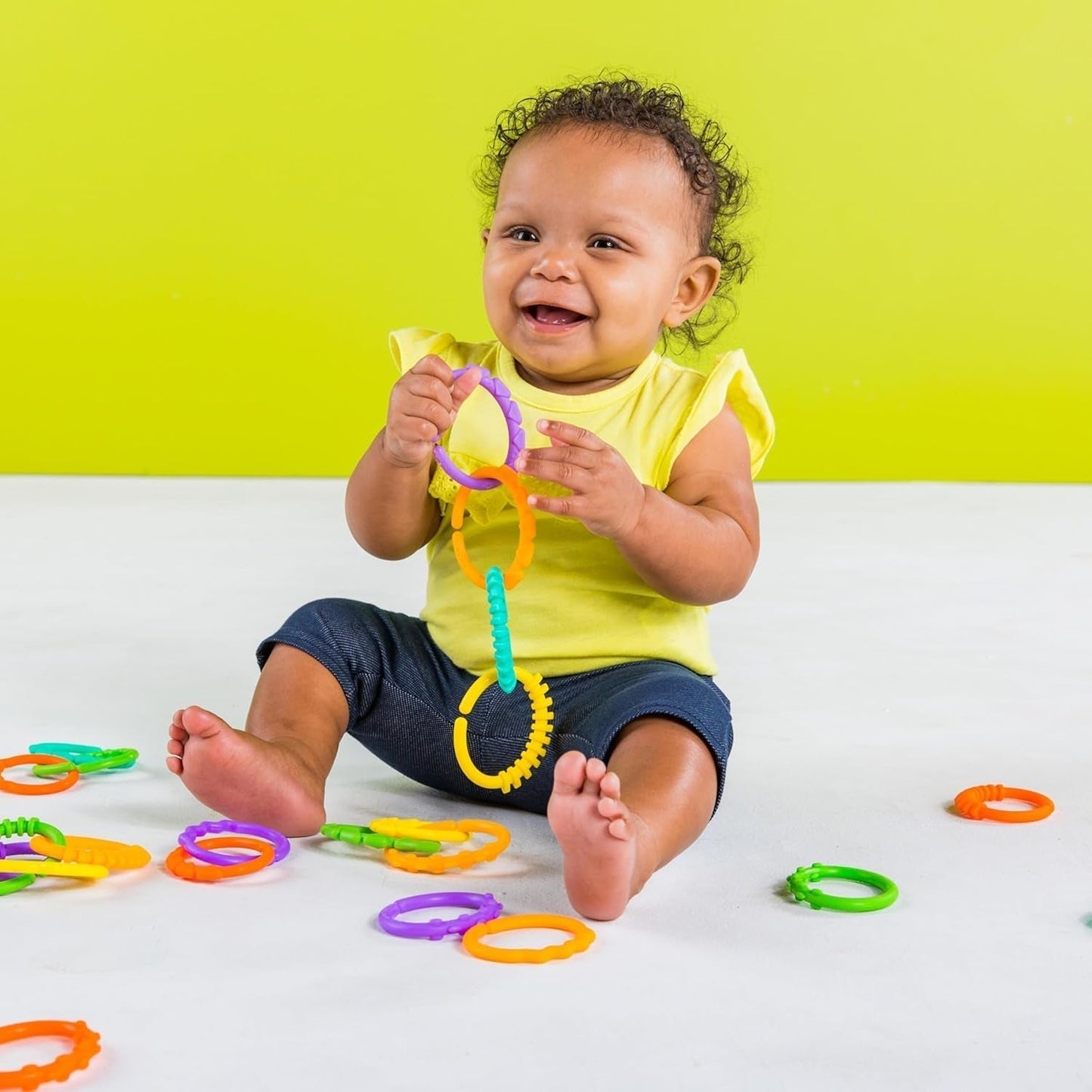 Bright Starts, Oball, Maglie di Collegamento per Catena per Passeggino, Molte Maglie, Pieghevole, Facile da Fissare, Facile da Pulire, Perfetto per i Viaggi Bebe Toys Naty Shop