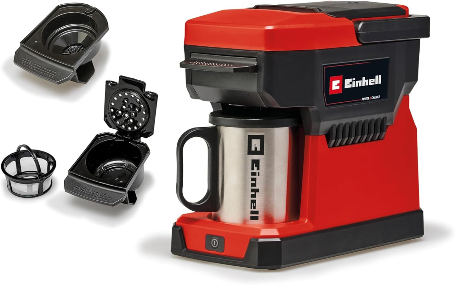 Macchina per caffè espresso a batteria Einhell TE-CF 18 Li-Solo Power X-Change (18 V, serbatoio dell'acqua da 240 ml, per caffè filtro e capsule di caffè, maniglia per il trasporto, inclusa tazza di caffè con coperchio, senza batteria)