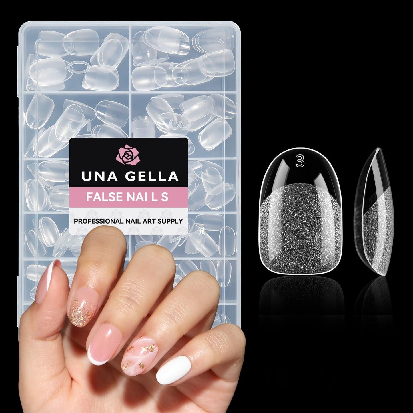 Punte per unghie in gel ballerina 216 pezzi 12 dimensioni Punte per unghie in gel morbido Copertura completa Set di estensioni per unghie Semi opaco Fai da te Home Art