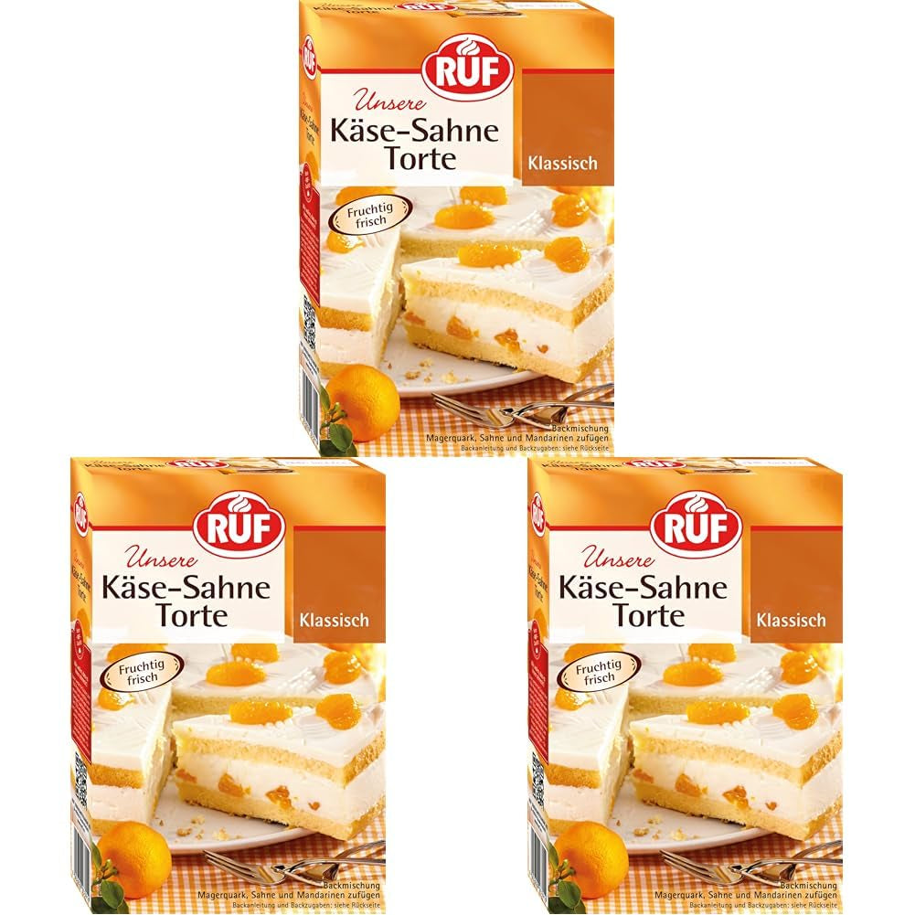 RUF torta di mele, torta di mele per una torta di mele con crema e zucchero, torta di mele, torta vegan Naty Shop torta di mele 350 G (confezione da 3)