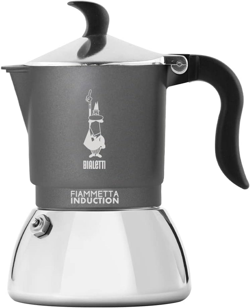 Macchina da caffè a induzione Bialetti Fiammetta, 2 tazze (100 ml), adatta a tutti i tipi di piani cottura, design elegante, nera