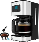 Espresso con filtro Cecotec Coffee 66 Drop and Touch, potenza 950 W, 1,5 L, 12 tazze, touch screen, caraffa in vetro, timer 24 ore, 6 interruttori, filtro a rete riutilizzabile