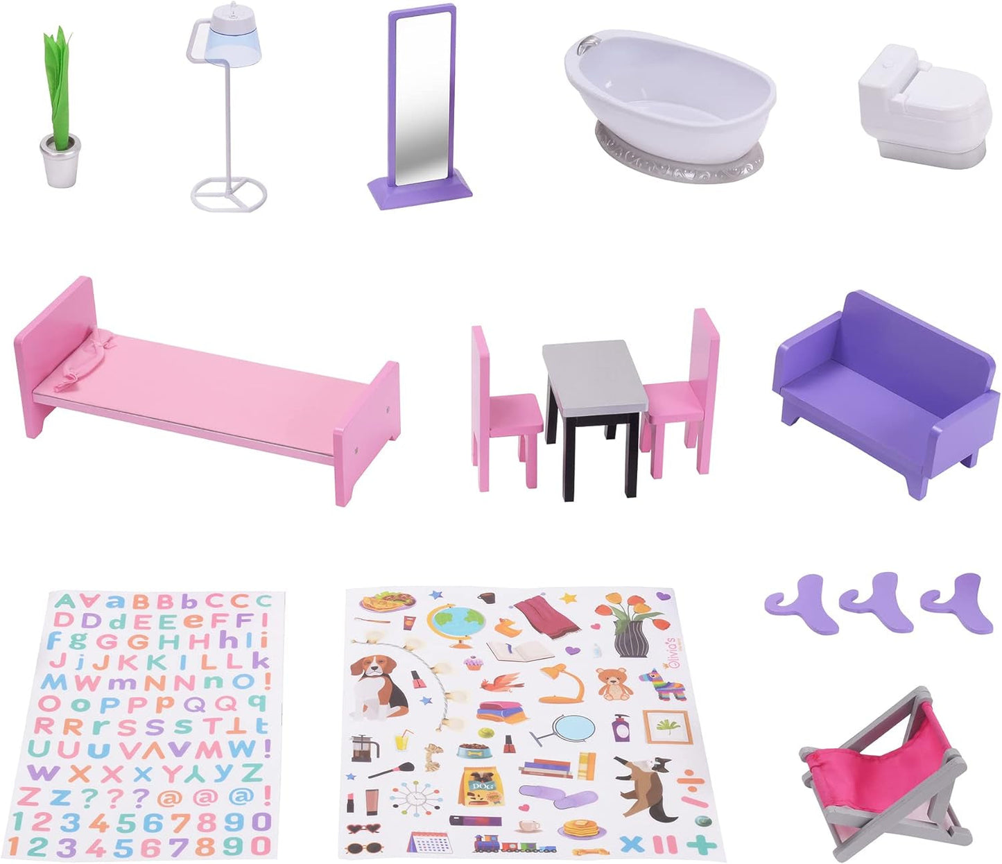 Olivia's Little World Big Dreamland Sunset Casa delle bambole interattiva in legno per bambini contemporanei 3 piani con 16 accessori per mobili per bambole Multi TD-13616A Case delle bambole Naty Shop