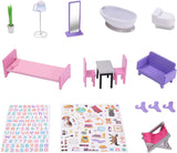 Olivia's Little World Big Dreamland Sunset Casa delle bambole interattiva in legno per bambini contemporanei 3 piani con 16 accessori per mobili per bambole Multi TD-13616A Case delle bambole Naty Shop