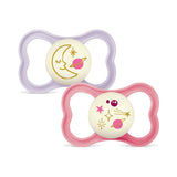 Succhietti in silicone MAM Air, confezione da 2, design extra leggero e arioso, succhietto per bambini adatto ai denti, in silicone speciale MAM SkinSoft con scatola per ciuccio, 6-16 mesi, orsetto/rinoceronte