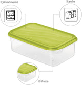 Rotho Rondo barattolo per alimenti 1,5 l con coperchio, plastica senza BPA (PP), trasparente/verde, 1,5 l (24,0 x 16,0 x 7,5 cm) Scatole per alimenti Naty Shop