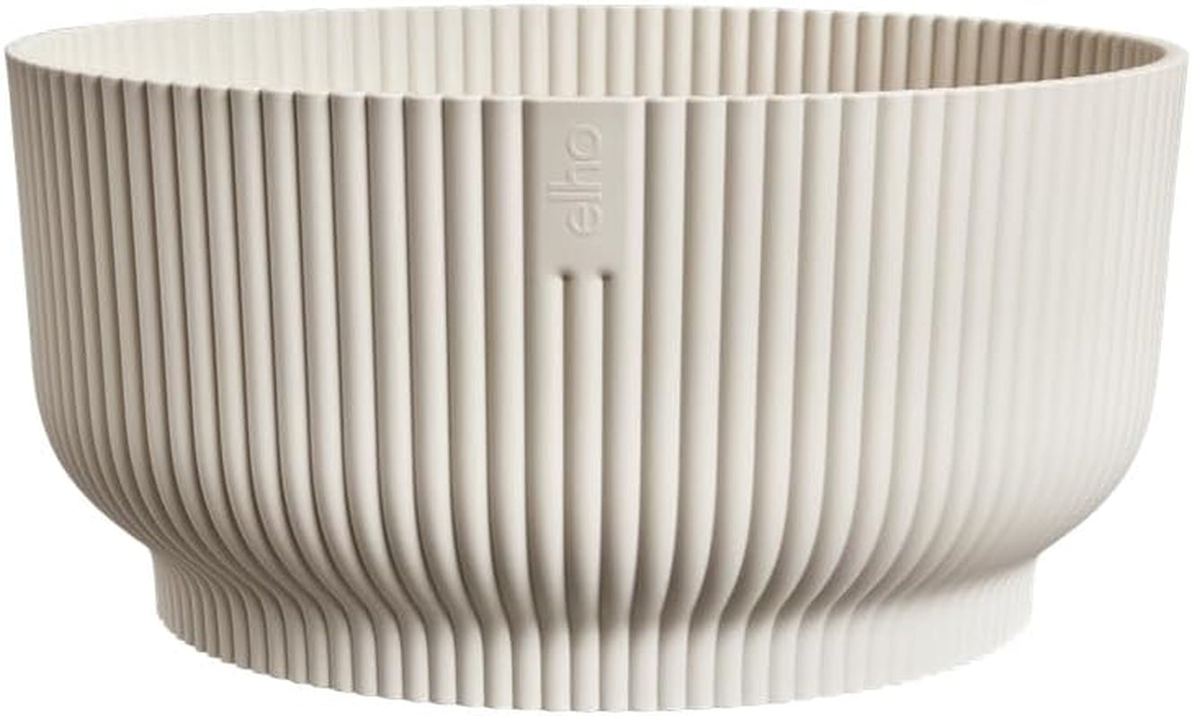 elho Vibes Fold Bowl 25 - Vasi da fiori per interni - 100% plastica riciclata - Ø 24,9 x H 12,1 cm - Bianco/Lino bianco