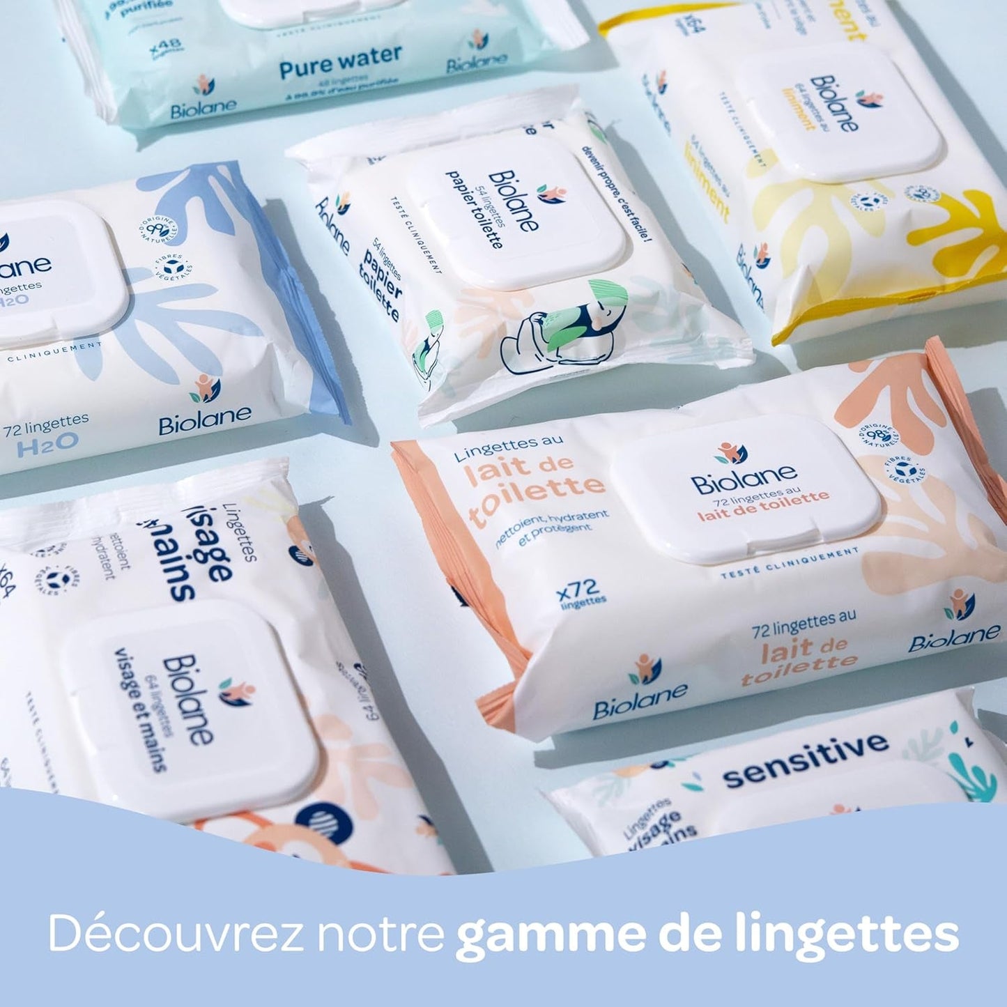 BIOLANE - Salviette umidificate per neonati con acqua - 225 salviette - 3 x 75 pezzi - Pulizia delicata ed efficace - Dalla nascita - Qualità francese
