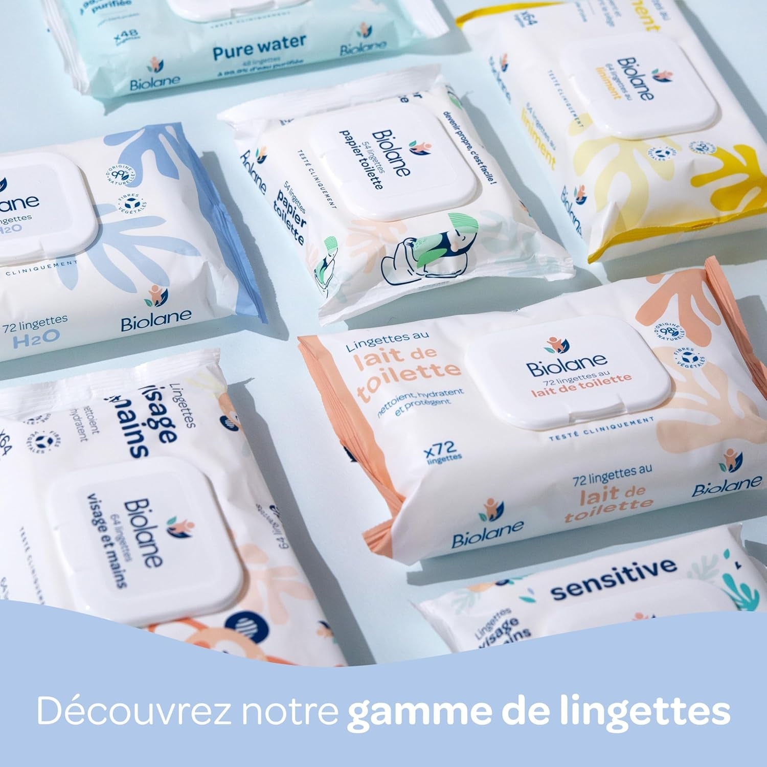 BIOLANE - Salviette umidificate per neonati con acqua - 225 salviette - 3 x 75 pezzi - Pulizia delicata ed efficace - Dalla nascita - Qualità francese