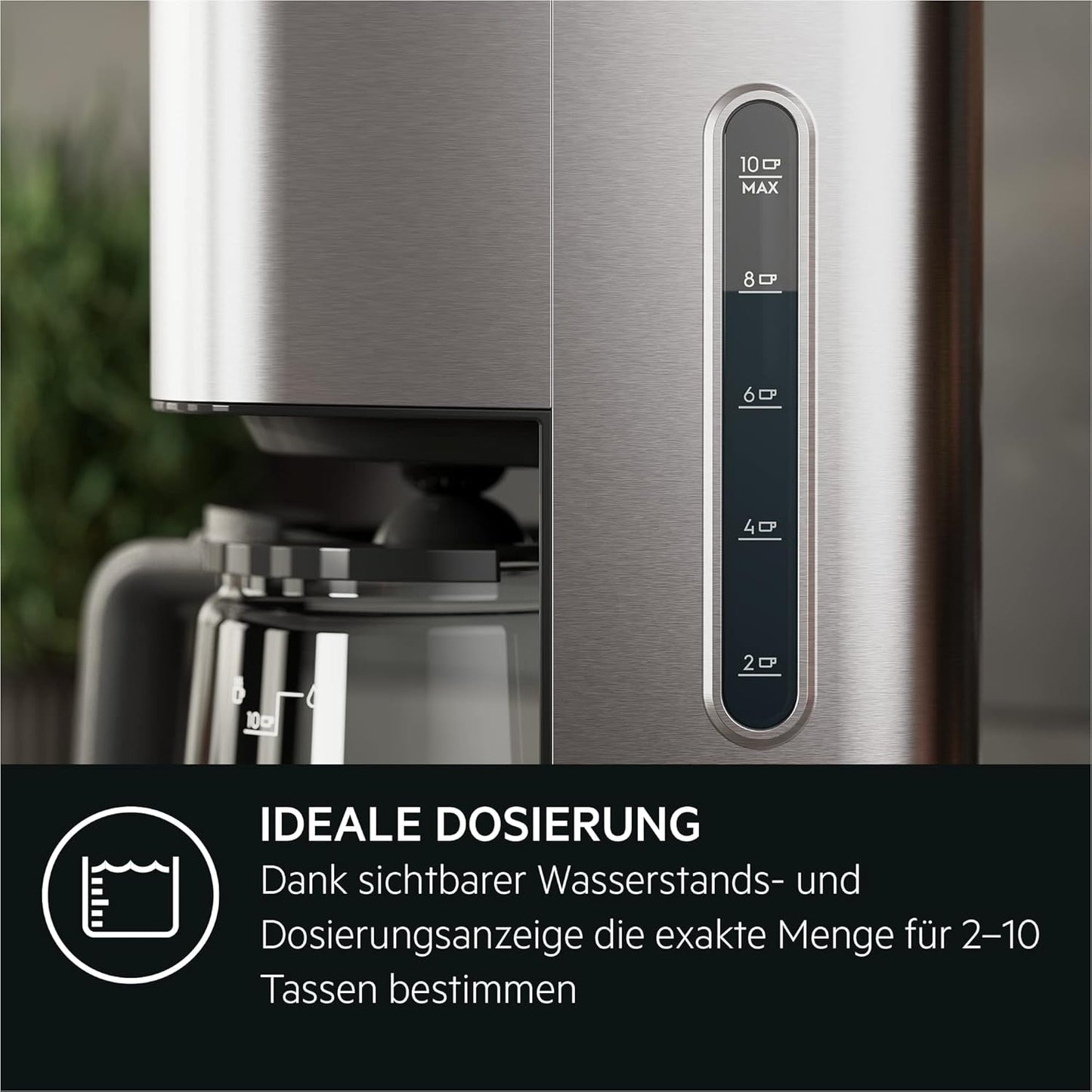 Macchina per caffè espresso AEG Deli 5, 1,5 l, timer programmabile, funzione di mantenimento in caldo, arresto di sicurezza, indicatore del livello dell'acqua, dosaggio ottimale, funzione antigoccia, acciaio inossidabile, CM5-1-6ST