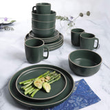 Zuma Set Posate Rotonde 16 Pezzi, Piatti, Ciotole, Tazze, Set Posate, Servizio per Quattro (16 Pezzi), Verde