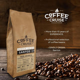 COFFEE CRUISE Santos Kaffeebohnen 1kg - Mittlere Röstung - Aroma Caramel - Für All Kaffeemaschinen - 100% Arabica