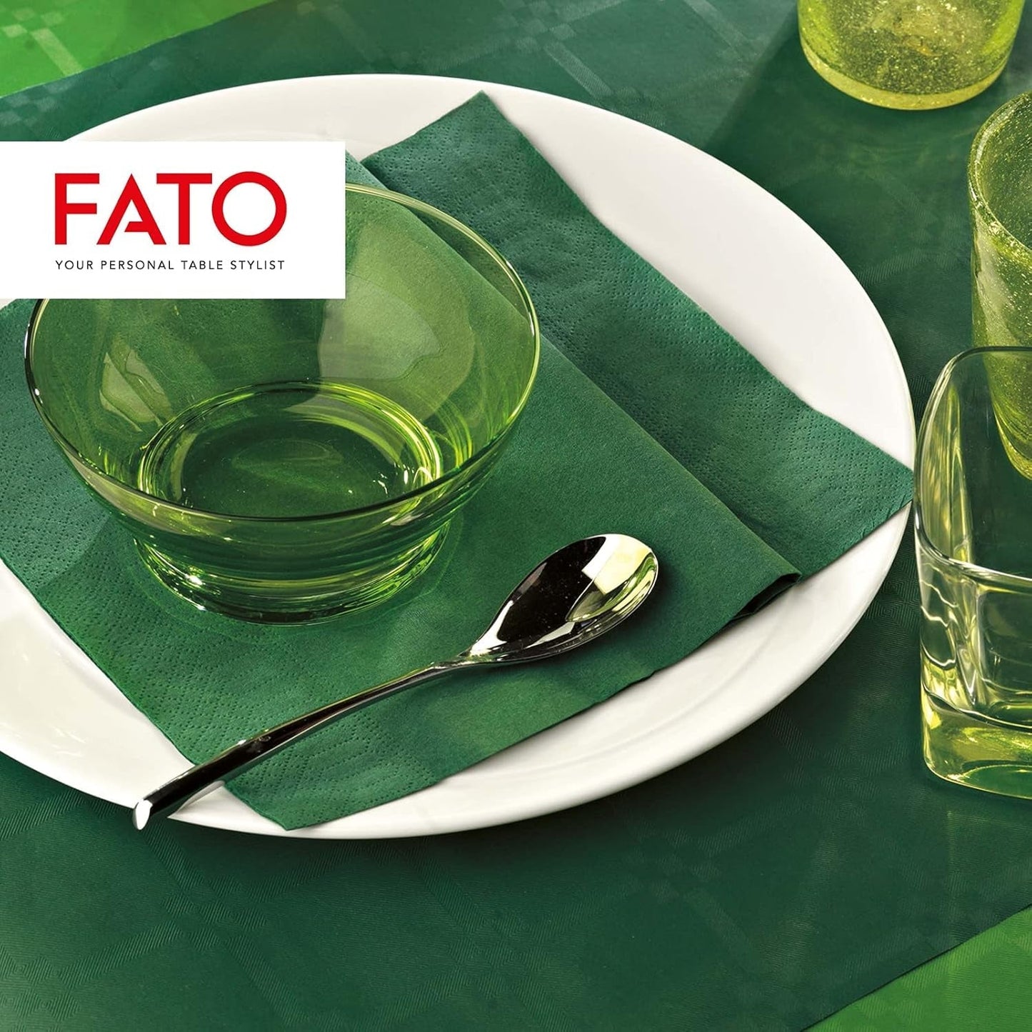 , Tovaglioli di Carta Usa e Getta, Ideali per Pranzi Casual e Buffet, Confezione da 50 Tovaglioli, Misura 33X33, 4 Pieghe, 2 Veli, Verde Foresta, Carta 100% Pura Cellulosa, Certificato Fsc