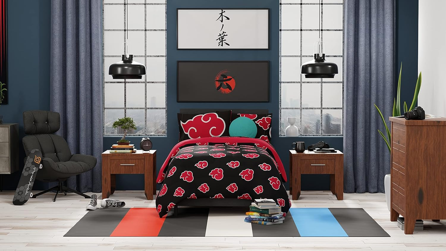 Franco Naruto Anime Akatsuki Modello Morbida Biancheria da Letto in Microfibra Piumino Queen, (Prodotto Ufficiale Naruto) Piumini e Trapunte Naty Shop