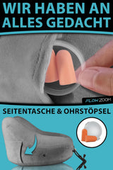FLOWZOOM AIR Cuscino cervicale gonfiabile con cappuccio - Cuscino cervicale da aereo - Cuscino da viaggio - Cuscino cervicale da viaggio gonfiabile rapido - Cuscino aereo - Cuscino da viaggio - Cuscino cervicale per adulti (Grigio) Cuscini ortopedici cervicali Naty Shop
