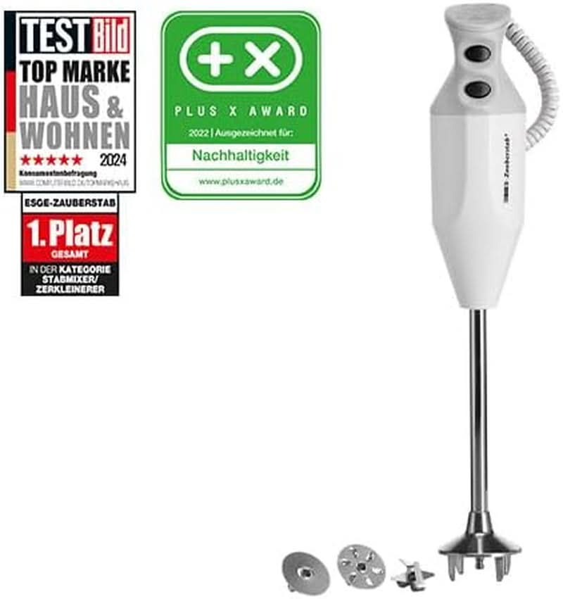 ESGE Zauberstab P 200 Profi, Stabmixer Weiß Inkl. Zubehör, Bis Zu 17.000 U/Min, 90860, Bianco/Grau Kitchen Naty Shop