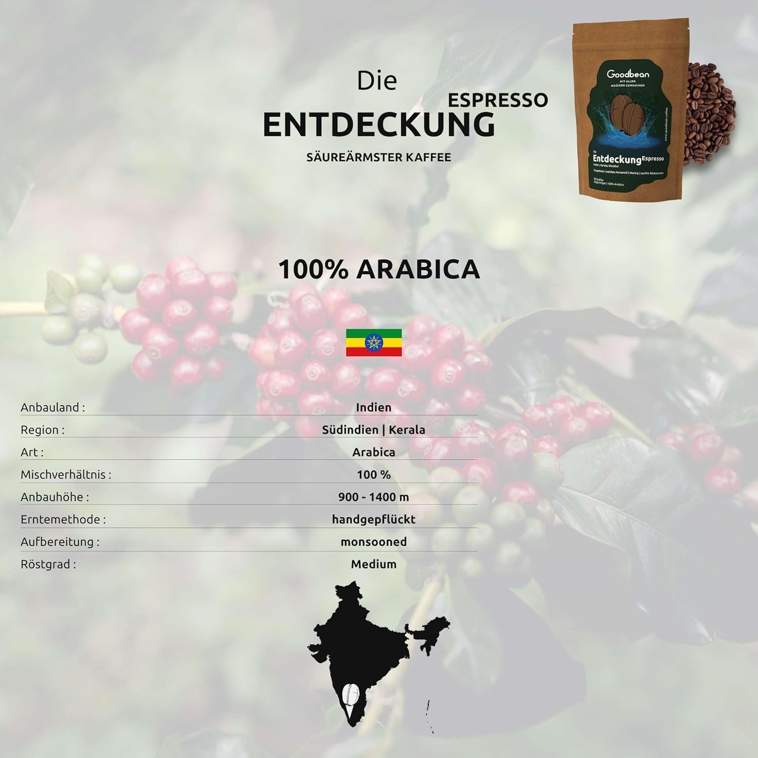 Scoperta - Espresso | Caffè in grani 500g - 100% Arabica | per macchine completamente automatiche/portafiltro/espresso | Caffè in grani interi | Chicchi di caffè freschi