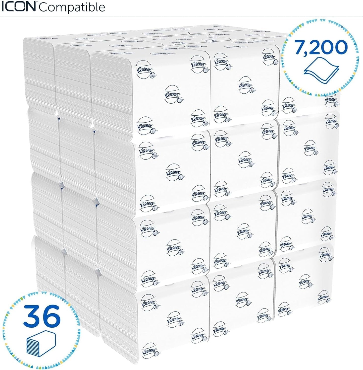 Carta igienica Kleenex a foglio singolo 8408, carta igienica a 2 veli in confezioni sfuse, realizzata con carta certificata FSC, 36 confezioni x 200 fogli (7.200 fogli)