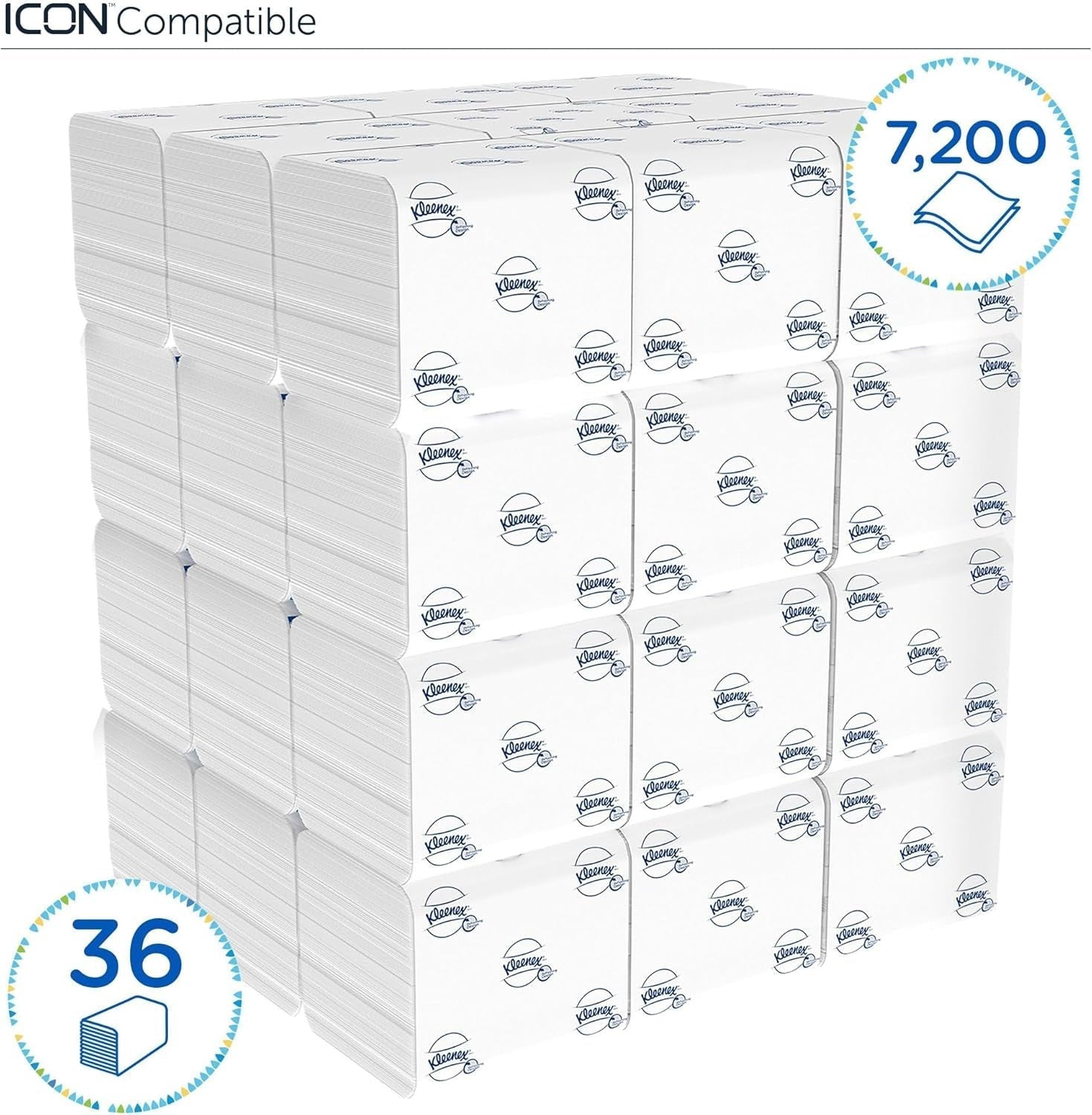 Carta igienica Kleenex a foglio singolo 8408, carta igienica a 2 veli in confezioni sfuse, realizzata con carta certificata FSC, 36 confezioni x 200 fogli (7.200 fogli)