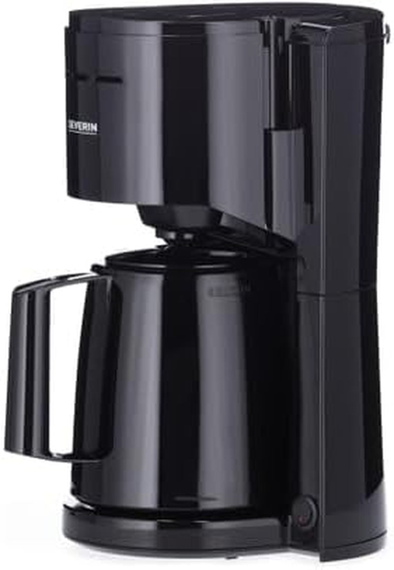 SEVERIN Caffettiera con filtro con caraffa termica, Caffettiera fino a 8 tazze, Attraente macchina con filtro con caraffa termica, Nero, 1 litro, KA 9306