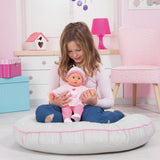 Bambola First Words con occhi assonnati, parla 24 suoni da bambino, con bambola e biberon, 38 cm, rosa/righe Naty Shop Dolls