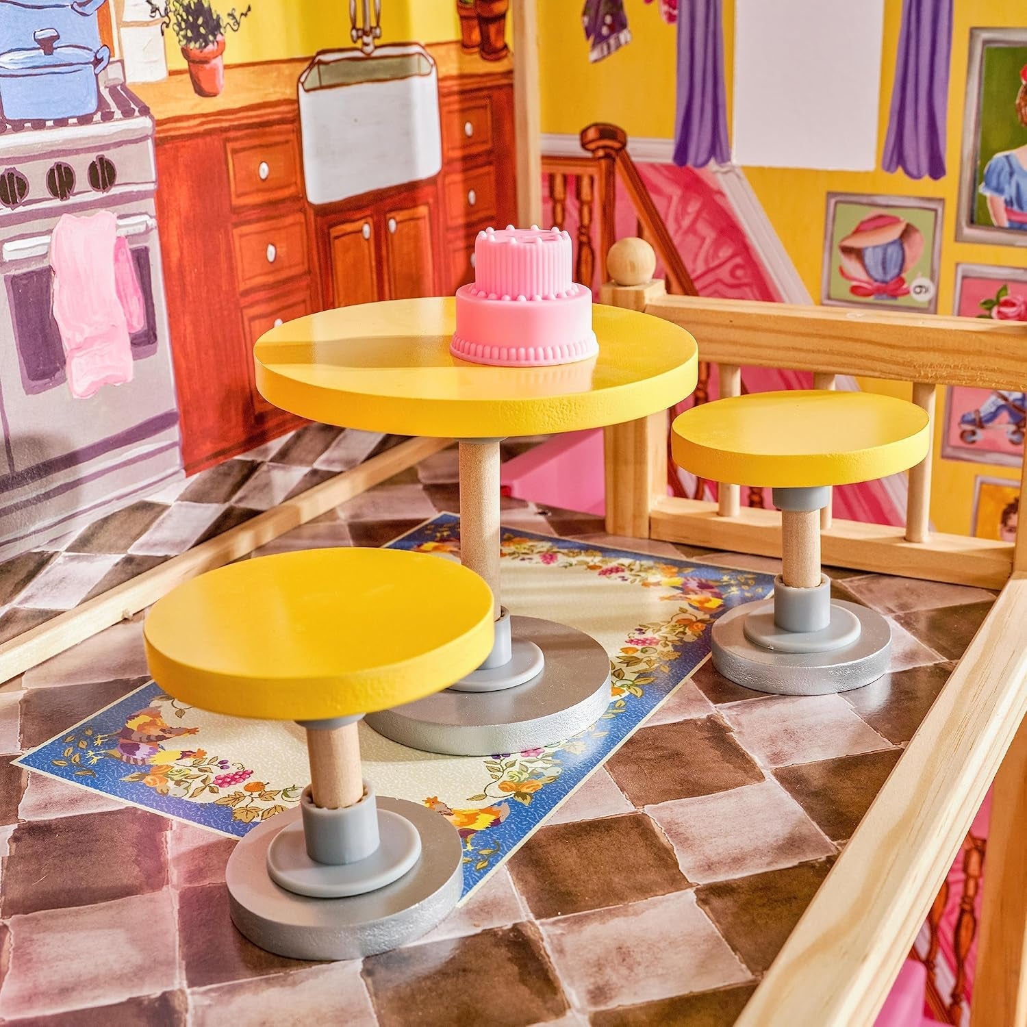 KidKraft Kayla Casa delle bambole in legno con mobili e accessori, set da gioco a 3 livelli per bambola da 30 cm, giocattolo per bambini dai 3 anni in su, 65092 - Esclusivamente su Amazon