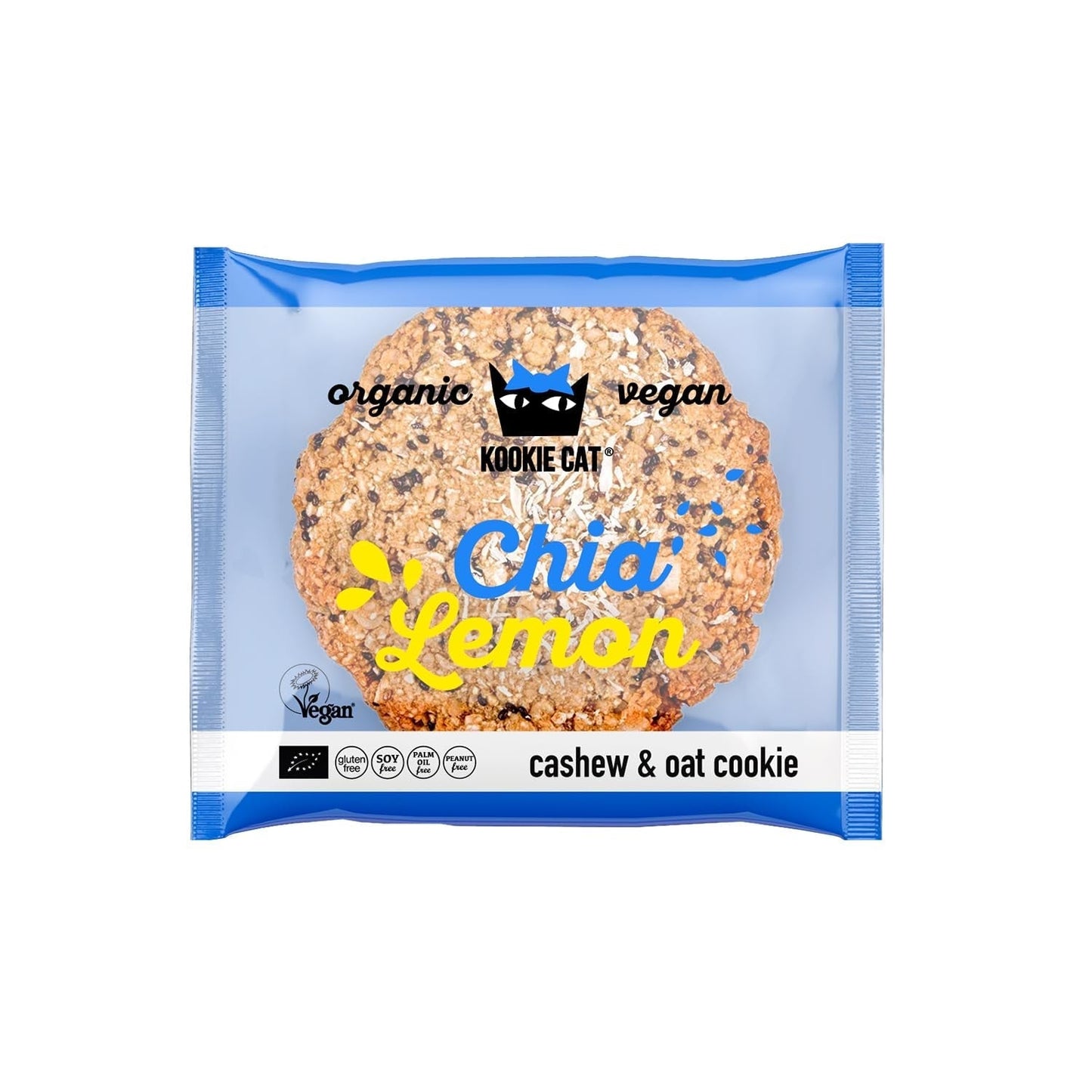 Chia e limone - Biscotti vegani confezionati singolarmente, senza glutine, senza soia, biologici, anacardi e avena - Confezione multipla da 12 x 50 g