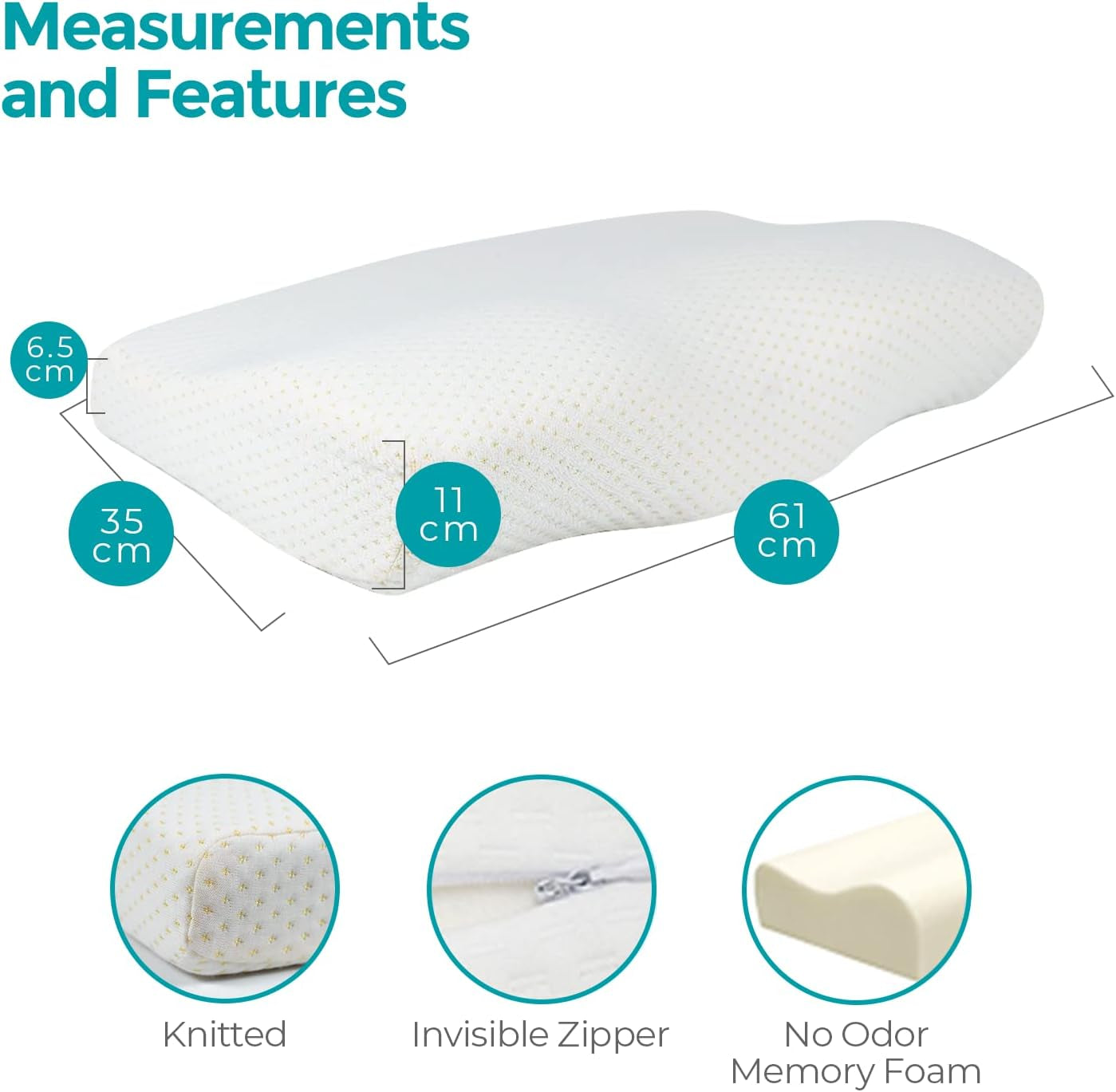 Edihome Cuscino di Sostegno per il Collo Cuscino per Alleviare il Dolore al Collo 50 x 30 x 10 cm Cuscino per Collo in Memory Foam Cuscino Ortopedico Cuscino ergonomico in Doppio Cotone Ipoallergenico