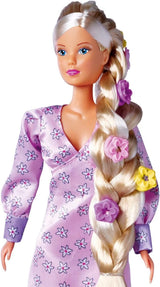 Simba 105733640 - Steffi Love Flower Hair, bambola con capelli extra lunghi, include 6 clip, accessorio treccia e pettine, 29 cm, dai 3 anni in su