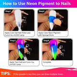 Neon Phosphor Pigment Pulver Per Nägel Lidschatten - 12 colori Neon Nagel Glitzer Augenpulver Maniküre Halloween Neon Make-Up Dekoration Nail Art Staub Pigment
