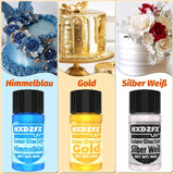Essbarer Glitzer - 3 Torten Kuchen Deko Essbare, Metallic Lebensmittelfarbe Flüssiges, Glitter commestibili per muffin, cocktail, marshmallow - 10Ml Naty Shop